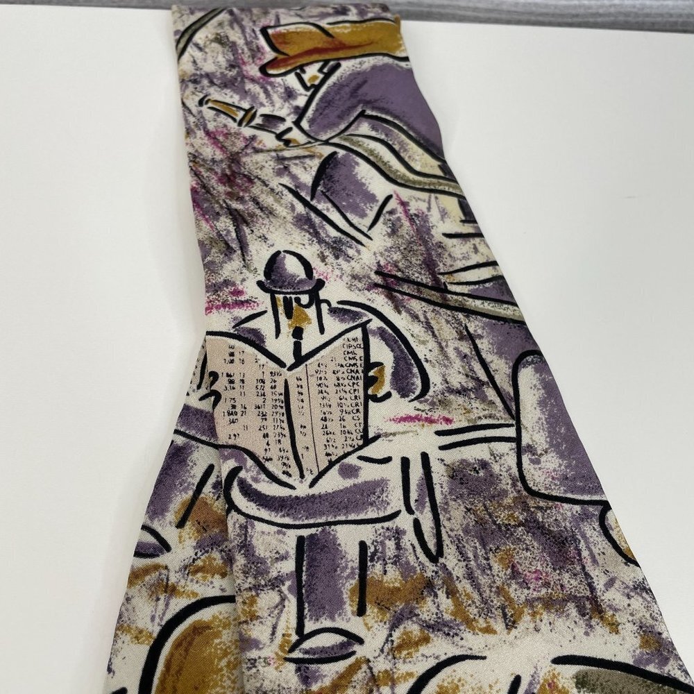 Vintage BEATLES Necktie PENNY LANE Apple Corp. Silk LIMITED EDITION Beige Purple - Picture 2 of 7